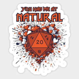You Had Me At Natural 20 - D20 - Funny RPG Sticker